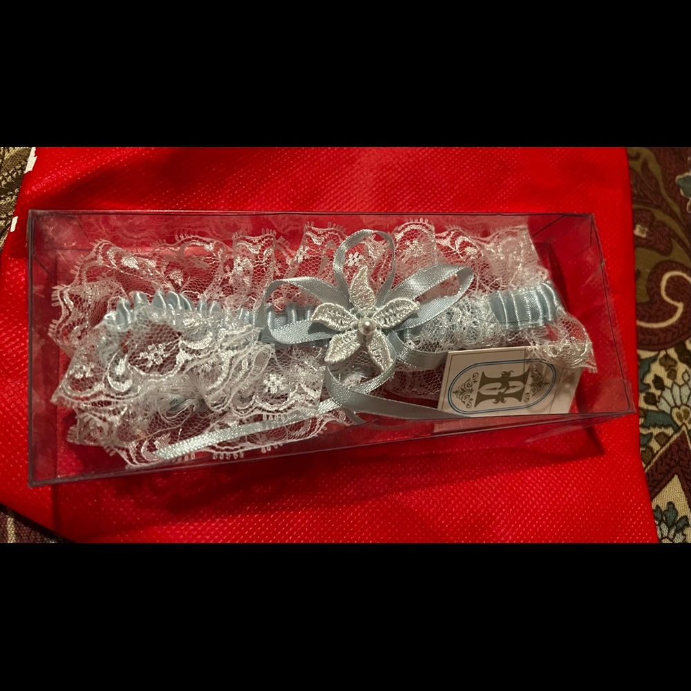 Arthur Harris White & Blue Lace Bridal Garter